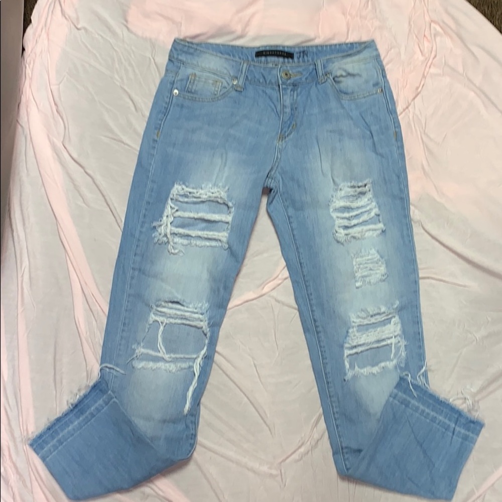 Signature faded denim jeans..